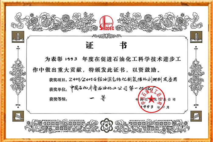 中石化科学进步奖-93-一等奖